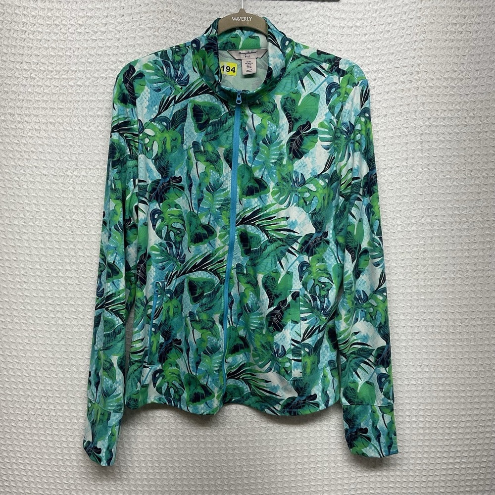 Tommy‎ Bahama Women's Golf Tennis Jacket Full Zip Pockets Tropical Print Size XL